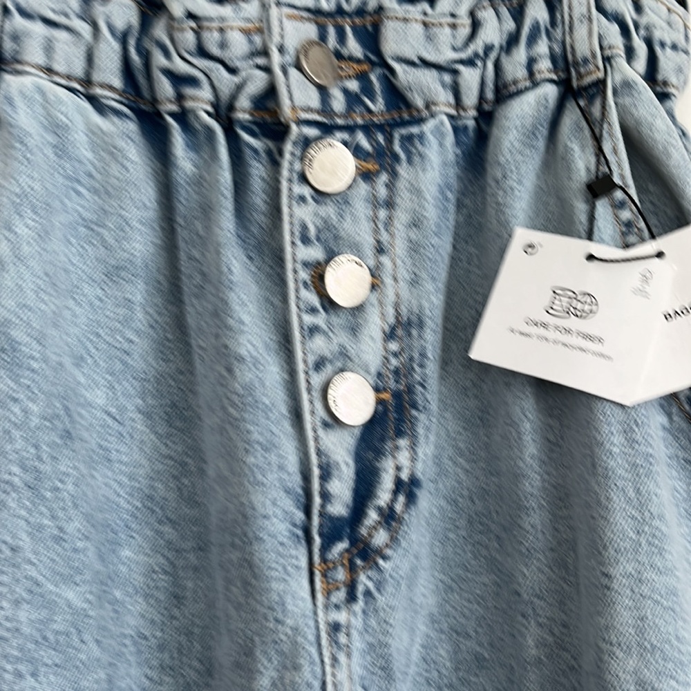 Zara High Rise Paper Bag Waist Jeans - Picture 2 of 5